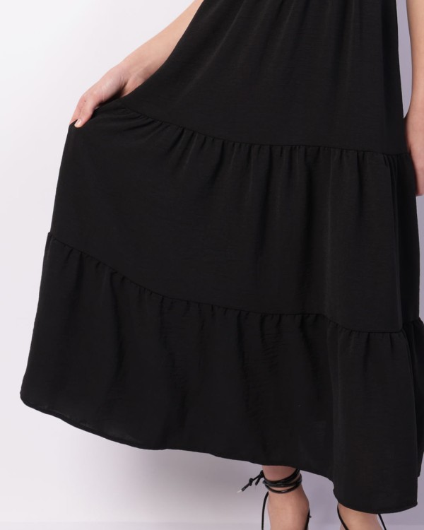 Encontraproduto.com.br - Vestido Juvenil Longo Duna Três Marias Com Lastex Preto