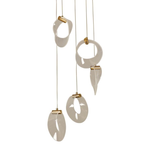 Encontraproduto.com.br - Endente Led Acrílico Db007Ab 3 Em 1 5 Fios Ouro  Sofisticação E Versatilidade Com Iluminação Ajustável Para Ambientes Elegantes Fortec
