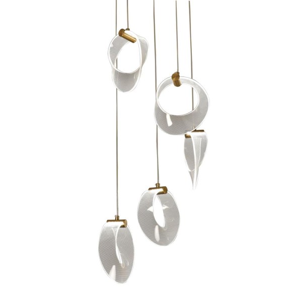 Encontraproduto.com.br - Endente Led Acrílico Db007Ab 3 Em 1 5 Fios Ouro  Sofisticação E Versatilidade Com Iluminação Ajustável Para Ambientes Elegantes Fortec
