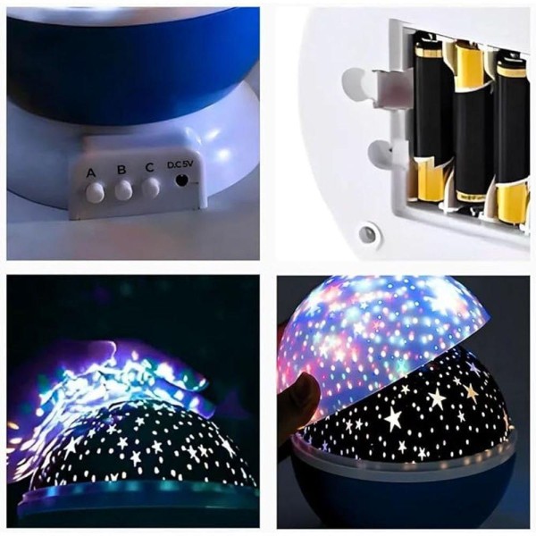Encontraproduto.com.br - Luminária Projetor Estrelas 360º Abajur Star Master