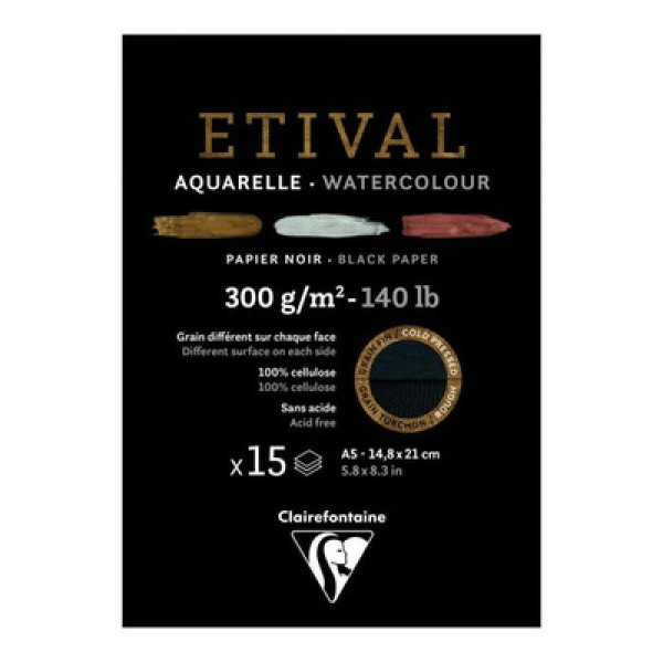 Encontraproduto.com.br - Bloco de Papel Aquarelável Aquarelle Etival Bloco de Papelack A5 300g com 15 Folhas Clairefontaine 975317c