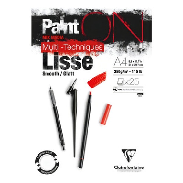 Encontraproduto.com.br - Bloco de Papel Paint On Lisse A4 250g com 25 Folhas Clairefontaine 975729c