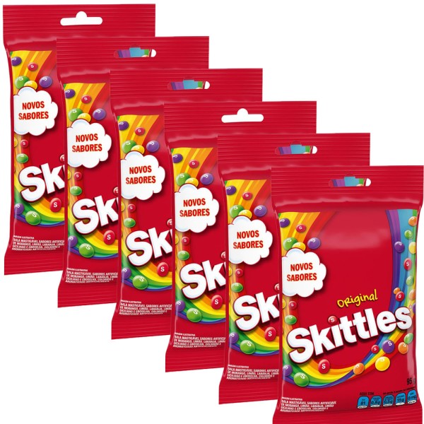 6 Packs de Bala Skittles Original 95G - Skittles