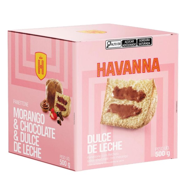 Encontraproduto.com.br - Panetone Recheado Morango com Chocolate e Doce de Leite 500g - Havanna