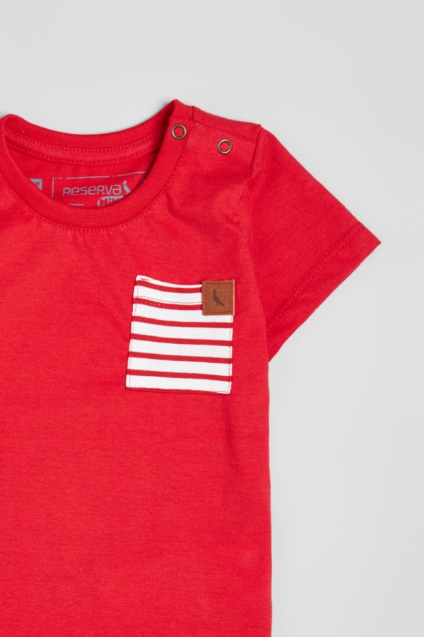 Encontraproduto.com.br - Camiseta Reserva Mini Bebê Listras Bolso