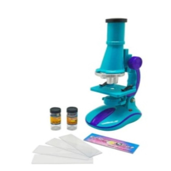 Encontraproduto.com.br - MICROSCOPIO DE CIENCIAS LABORATORIO INFANTIL 100X 200X 450X COM LUZ LED E ACESSORIOS VERDE