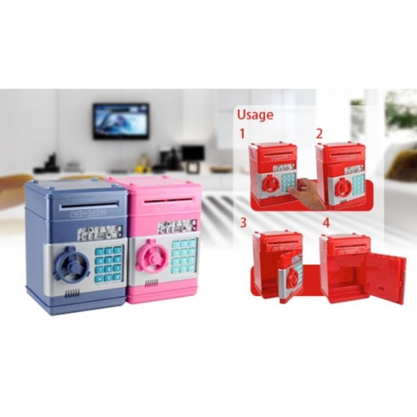 Encontraproduto.com.br - MINI COFRE ELETRONICO DIGITAL AUTOMATICO SEGREDO DE 4 DIGITOS   MOEDAS E NOTAS