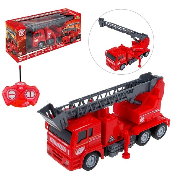 Encontraproduto.com.br - Caminhao Controle Remoto Bombeiros Carrinho Guindaste Guincho Articulavel Carro Com Luz E Som