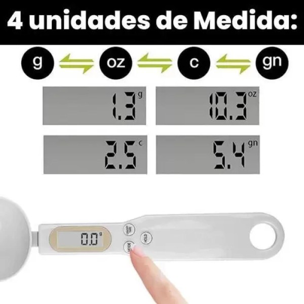 Encontraproduto.com.br - COLHER COM BALANÇA DIGITAL LCD MEDIDOR PRECISAO ELETRONICA GRAO ALIMENTOS PRATICO ATE 500G