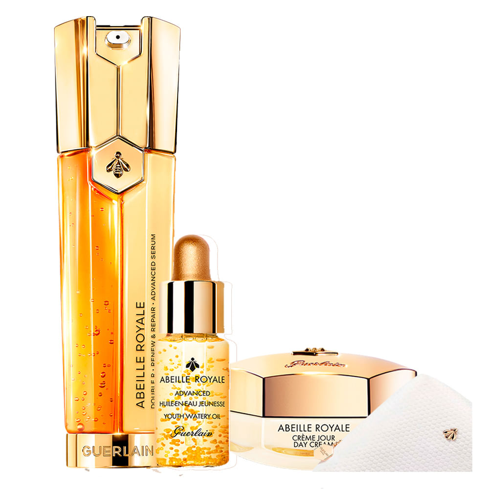 Encontraproduto.com.br - Guerlain Abeille Royale Kit – Double Sérum  + Óleo Rejuvenescedor  + Day Cream + Nécessaire
