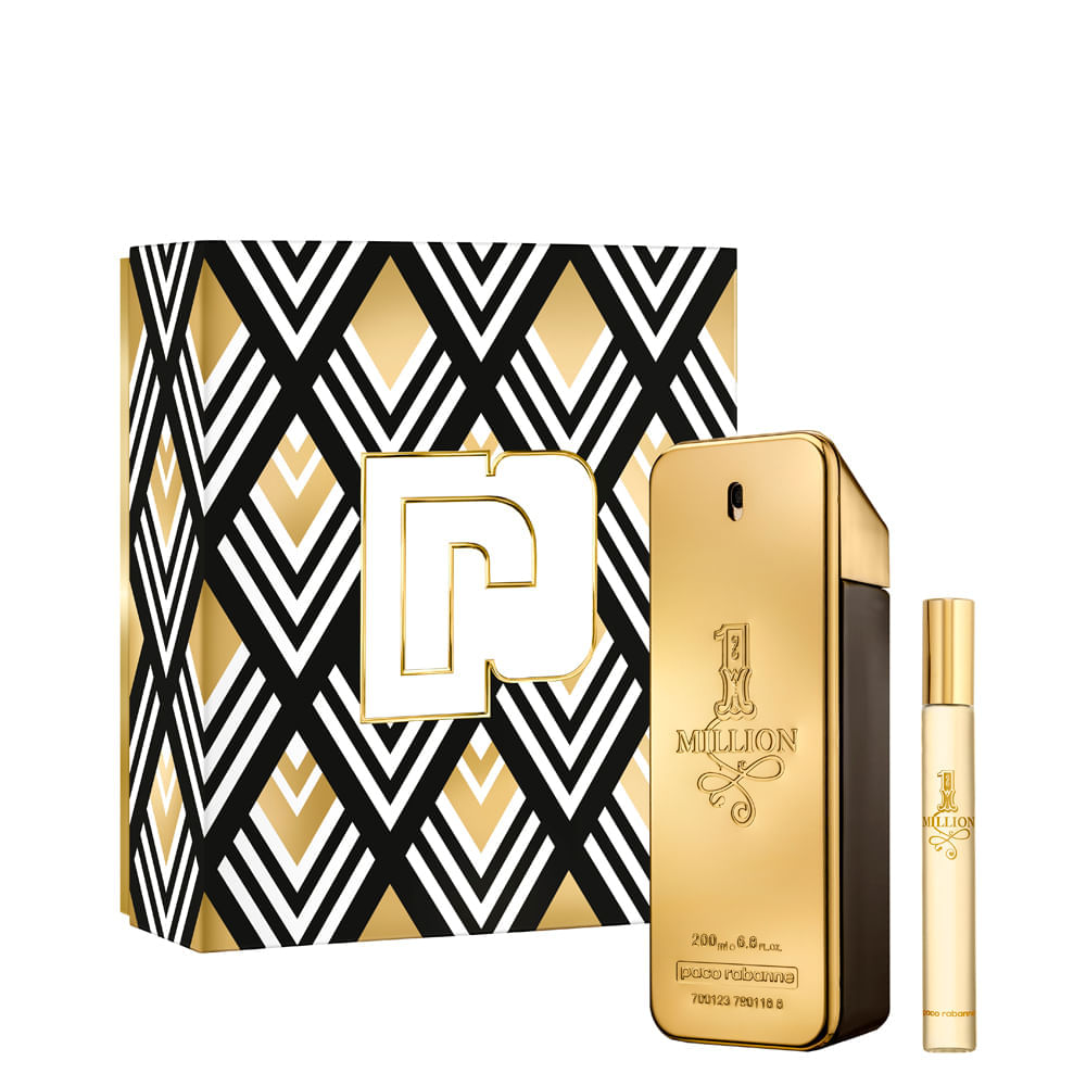 Kit Perfume Paco Rabanne 1 Million Masculino Eau de Toilette 200 ml + Miniatura 10 ml
