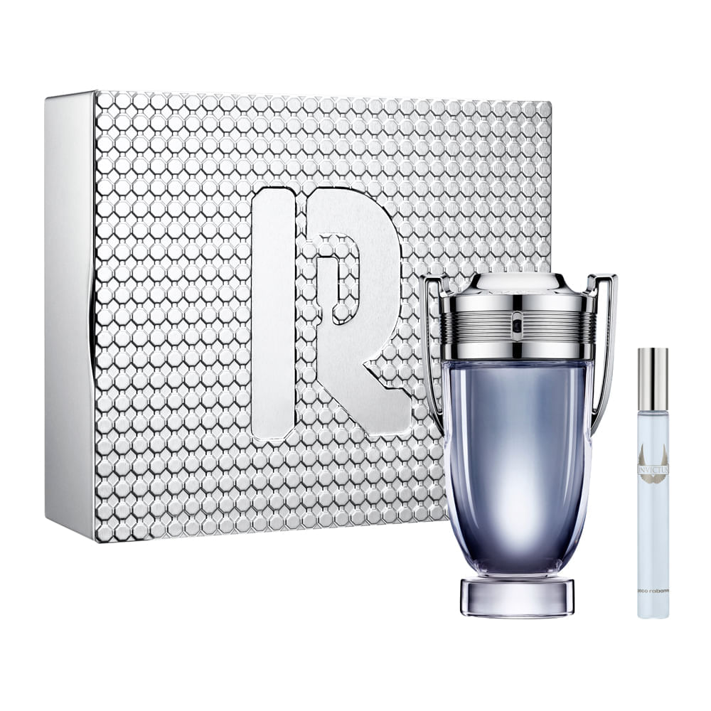 Encontraproduto.com.br - Kit Perfume Paco Rabanne Invictus Masculino Eau de Toilette 200 ml + Miniatura 10 ml