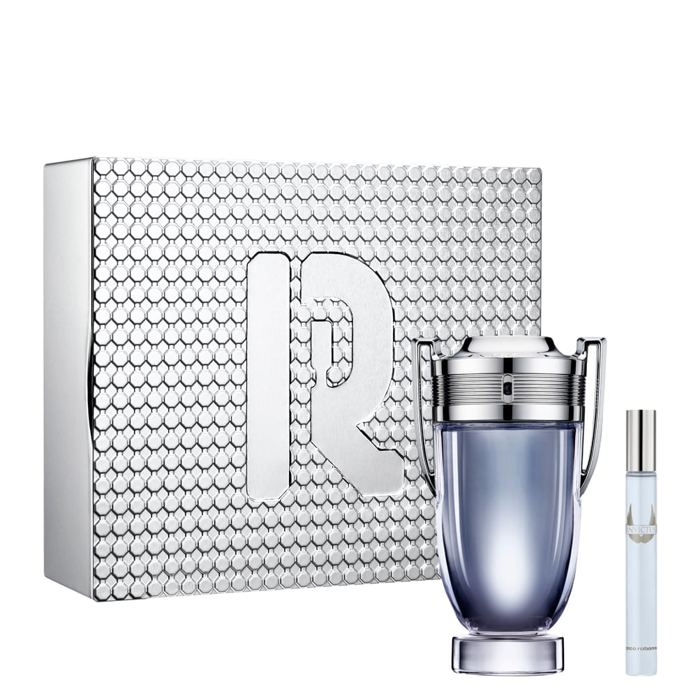 Encontraproduto.com.br - Kit Perfume Paco Rabanne Invictus Masculino Eau de Toilette 200 ml + Miniatura 10 ml