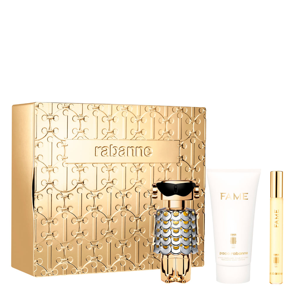 Kit Rabanne Fame Eau de Parfum Feminino 50 ml + Creme Corporal 75 ml + Miniatura 10 ml