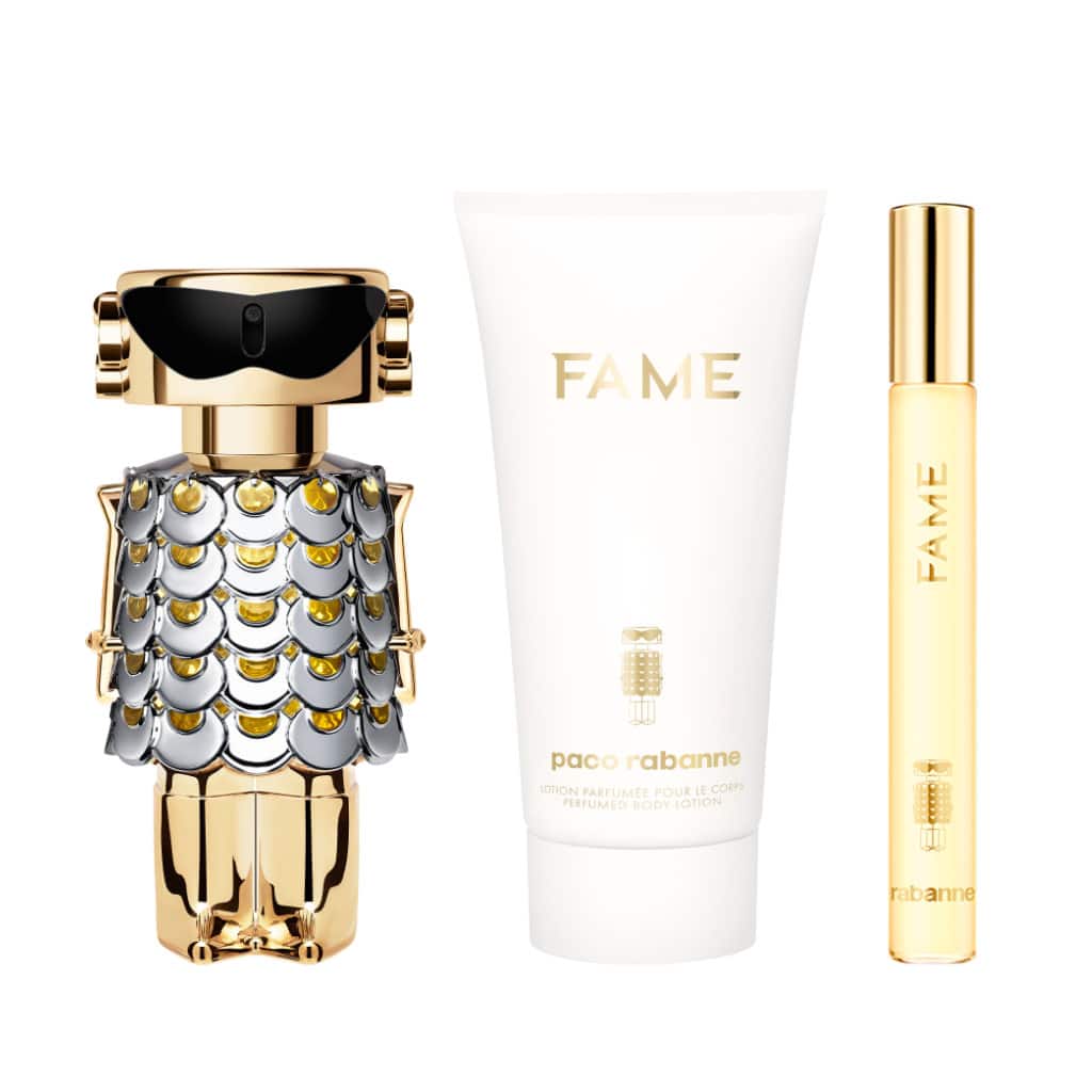 Encontraproduto.com.br - Kit Rabanne Fame Eau de Parfum Feminino 50 ml + Creme Corporal 75 ml + Miniatura 10 ml