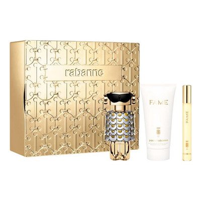 Encontraproduto.com.br - Kit Rabanne Fame Eau de Parfum Feminino 50 ml + Creme Corporal 75 ml + Miniatura 10 ml