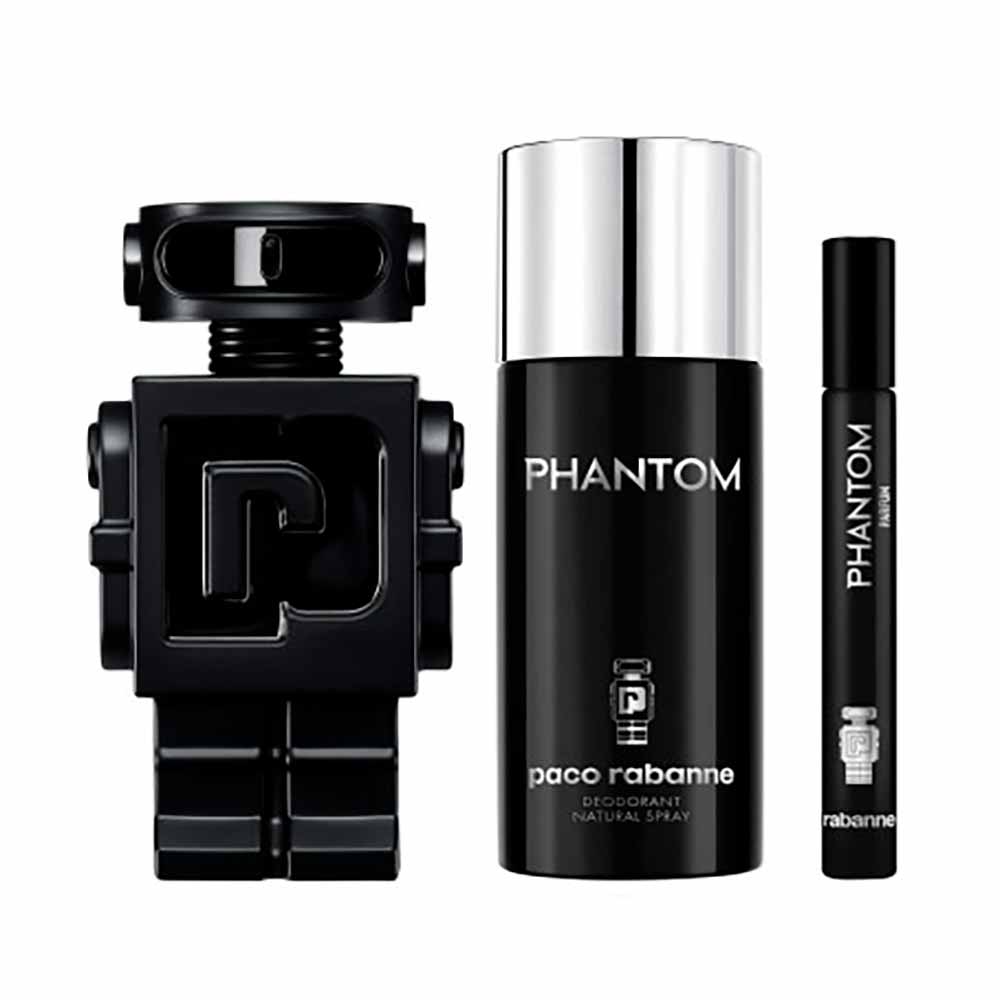 Encontraproduto.com.br - Kit Perfume Rabanne Phantom Parfum Masculino 100 ml + Desodorante 150 ml + Miniatura 10 ml