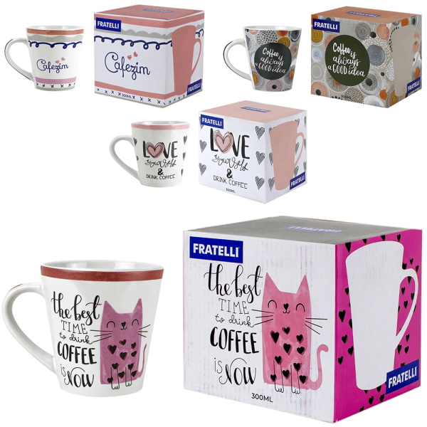Encontraproduto.com.br - Caneca Cerâmica Cônica 300ml Cafezim Fratelli
