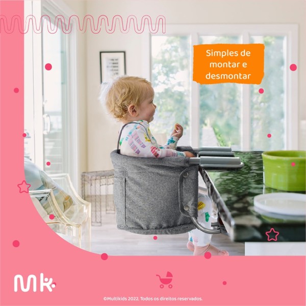 Encontraproduto.com.br - Cadeira de Alimentação de Encaixe em Mesa 6M-15Kg Multikids Baby Click N Clip Azul  - BB377X [Reembalado]