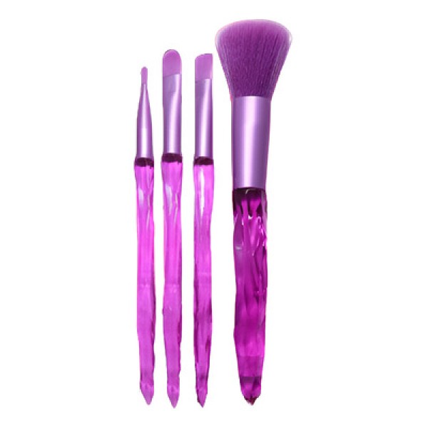Encontraproduto.com.br - Kit Pincéis de Maquiagem Life B Cristal Roxo com 4 Unidades