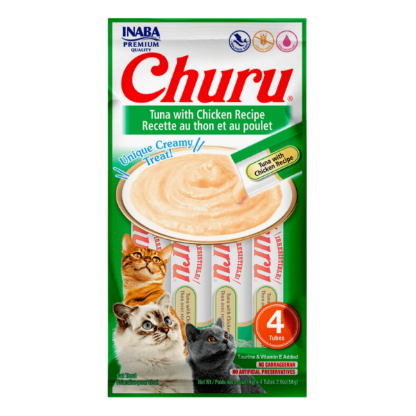 Encontraproduto.com.br - Purê Churu Atum com Galinha para Gatos 56g
