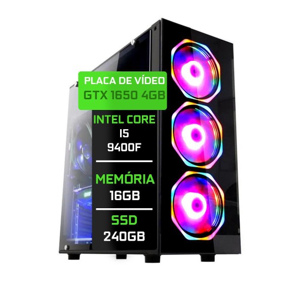 Encontraproduto.com.br - Computador Gamer I5 9400F 16Gb Gtx 1650 4Gb Ssd 240Gb