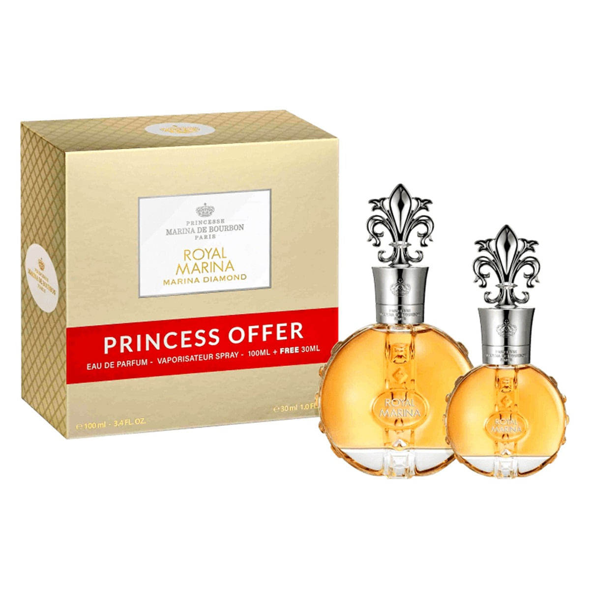 Encontraproduto.com.br - Kit Coffret Royal Marina Diamond Marina de Bourbon  Perfume Feminino Eau de Parfum  + Eau de Parfum