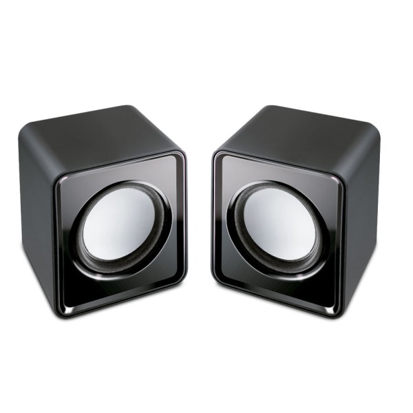 Encontraproduto.com.br - Caixas de Som 2.0 3W RMS Alimentação USB Conexão P2 Controle de Volume Sem Marca Som Estéreo Preto - SP151OUT [Reembalado]