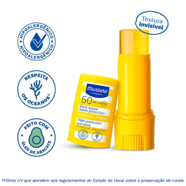 Encontraproduto.com.br - Protetor Solar Stick Fps 50 Mustela Rosto - 9ml