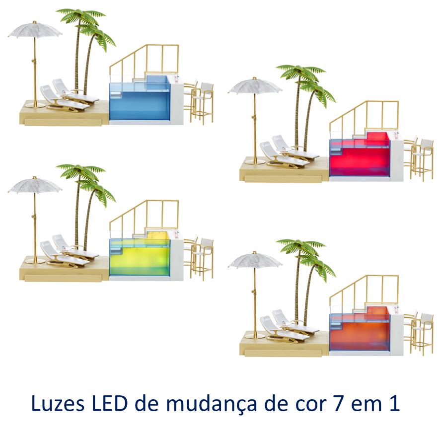 Encontraproduto.com.br - Playset Piscina e Praia Muda De Cor Rainbow High MGA 578475