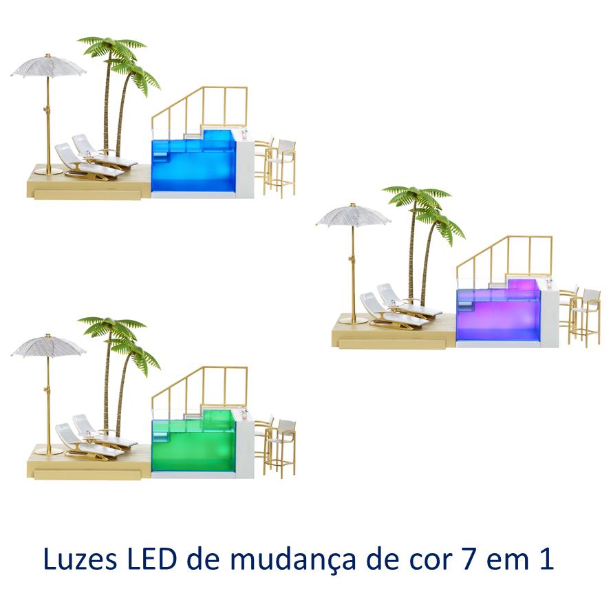 Encontraproduto.com.br - Playset Piscina e Praia Muda De Cor Rainbow High MGA 578475