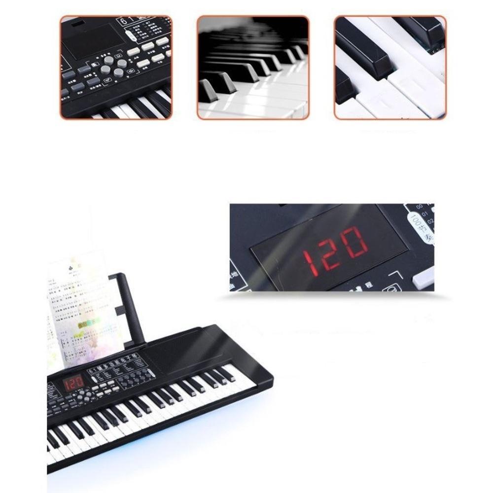 Encontraproduto.com.br - TECLADO PIANO ELETRONICO 61 TECLAS COM PARTITURA PROFISSIONAL USB