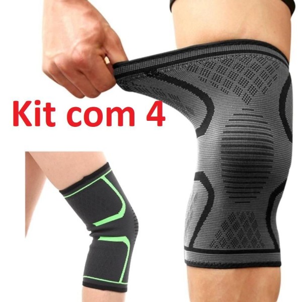 Encontraproduto.com.br - KIT JOELHEIRA 4 UNIDADES TENSOR ARTICULADO AJUSTAVEL NEOPRENE CROSSFIT CORRIDA TREINO CAMINHADA