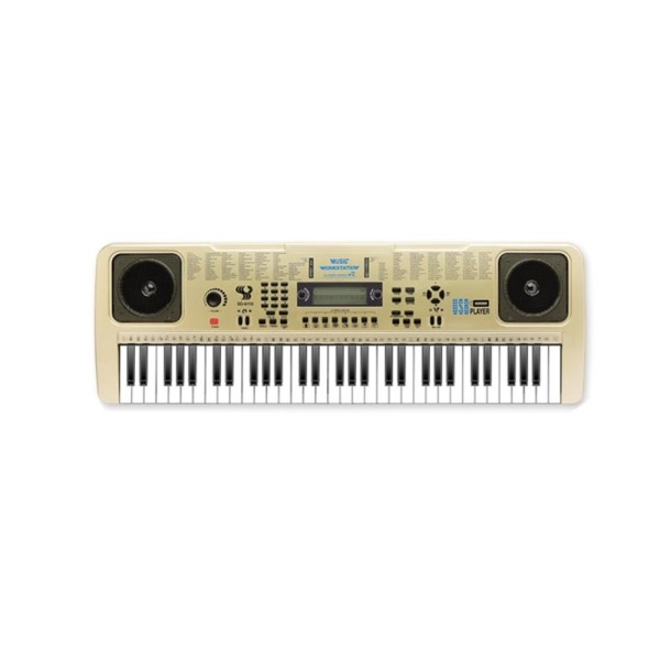 Encontraproduto.com.br - TECLADO MUSICAL ELETRONICO COM FONTE 61 TECLAS 128 RITMOS E MICROFONE GRAVADOR ARRANJADOR USB LED