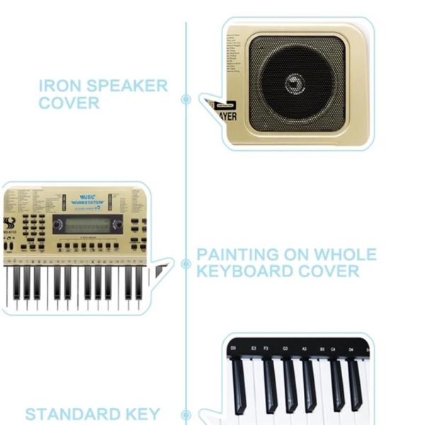Encontraproduto.com.br - TECLADO MUSICAL ELETRONICO COM FONTE 61 TECLAS 128 RITMOS E MICROFONE GRAVADOR ARRANJADOR USB LED