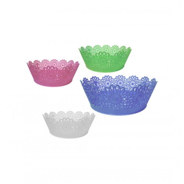 Encontraproduto.com.br - KIT CESTO ORGANIZADOR REDONDO 22CM ARMARIO CLOSET VAZADO COM 5 UNIDADES CAIXA GAVETA COZINHA