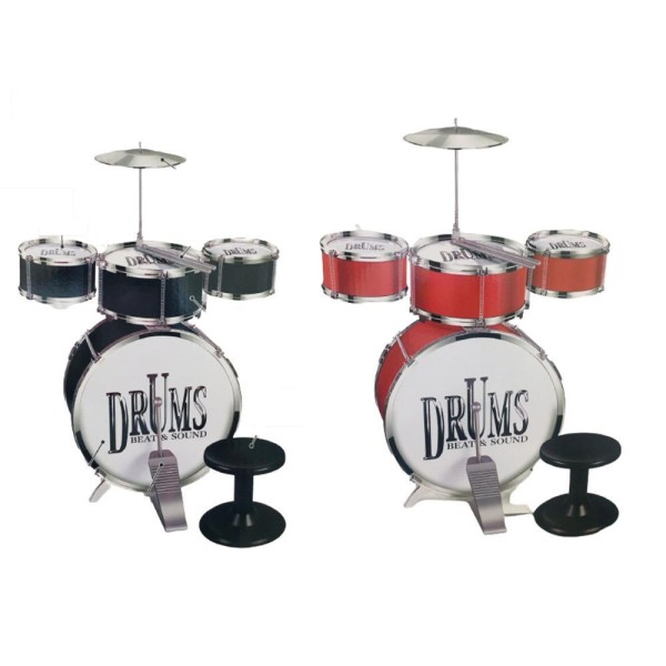 Encontraproduto.com.br - BATERIA MUSICAL INFANTIL COM PEDAL GRANDE ESTILO PROFISSIONAL BANQUETA ROCKY HARD COMPLETA MENINO E MENINA PRETO