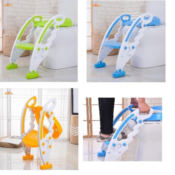 Encontraproduto.com.br - Troninho Infanil com Escada Assento Redutor com Apoio Criança Vaso Saninátio Escadinha - Verde