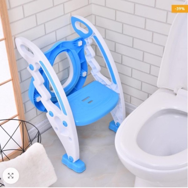 Encontraproduto.com.br - Troninho Infanil com Escada Assento Redutor com Apoio Criança Vaso Saninátio Escadinha - Azul