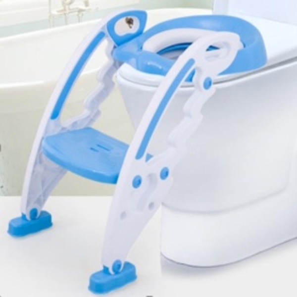 Encontraproduto.com.br - Troninho Infanil com Escada Assento Redutor com Apoio Criança Vaso Saninátio Escadinha - Azul