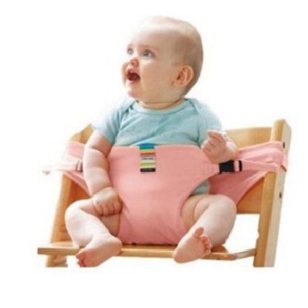 Encontraproduto.com.br - Cadeirinha Para O Bebê Cinto Em Tecido Portátil Alimentação Viagem Restaurante Colo Rosa