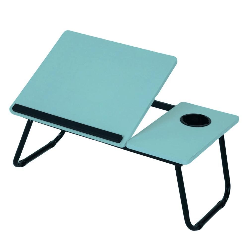 Encontraproduto.com.br - Suporte Para Notebook Mesa Em Madeira Cama Ajustavel Multifuncional Sofa Apoio Home Office Dobravel Azul