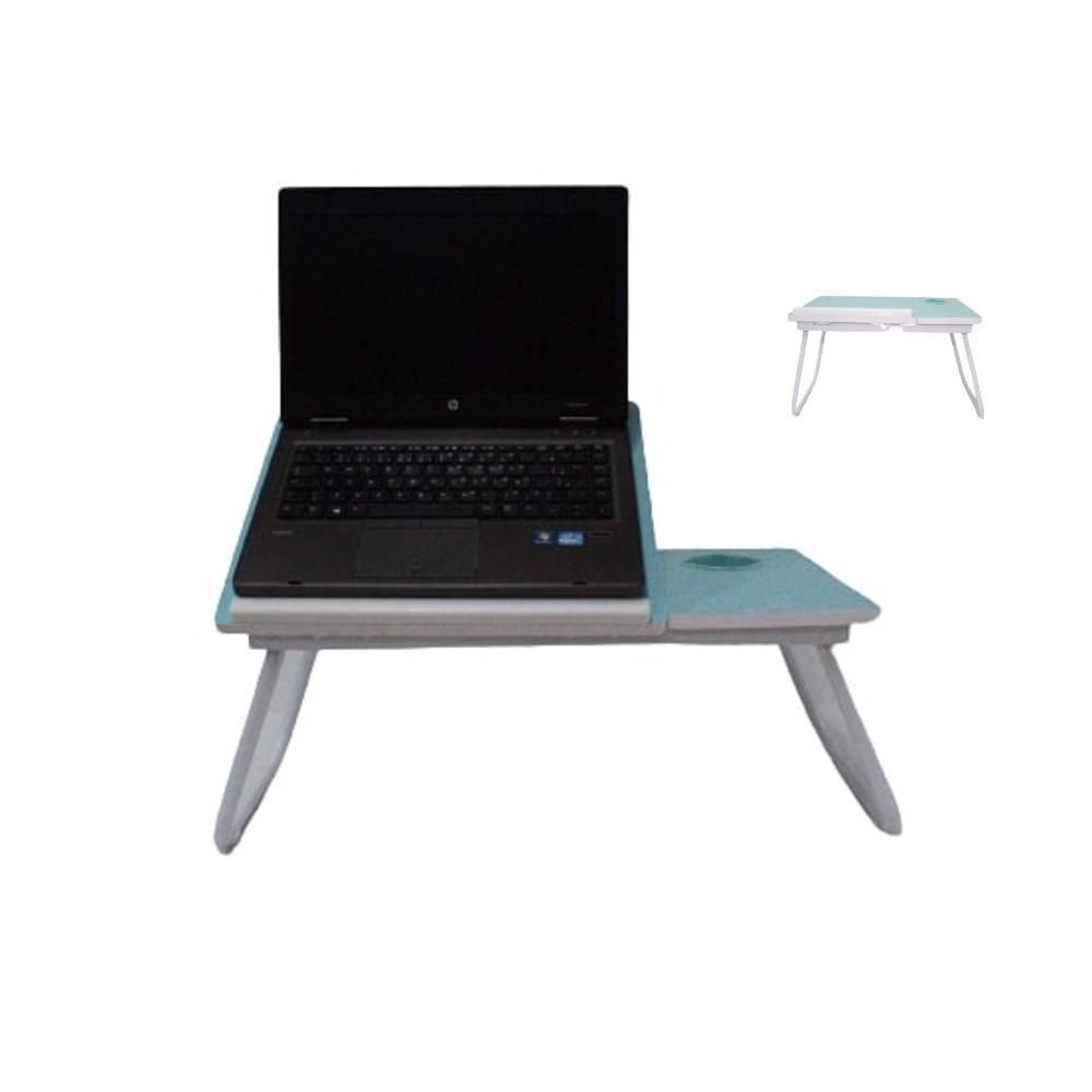 Encontraproduto.com.br - Suporte Para Notebook Mesa Em Madeira Cama Ajustavel Multifuncional Sofa Apoio Home Office Dobravel Azul