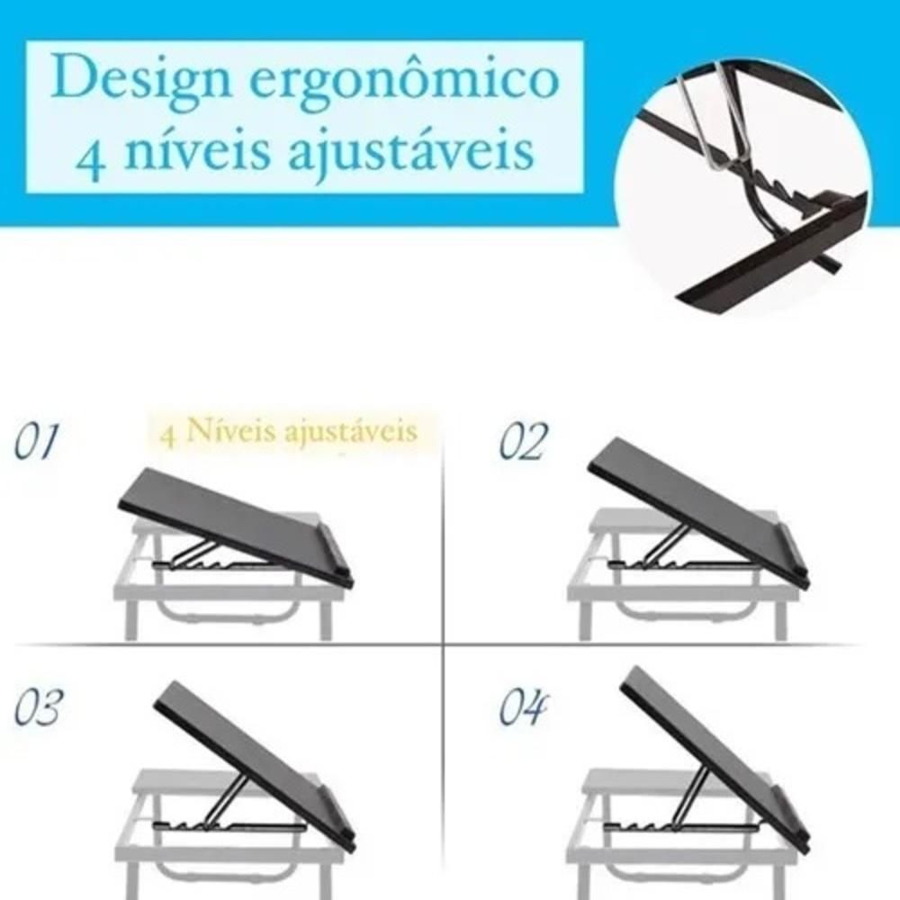Encontraproduto.com.br - Suporte Para Notebook Mesa Em Madeira Cama Ajustavel Multifuncional Sofa Apoio Home Office Dobravel Azul