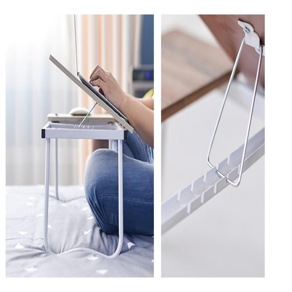 Encontraproduto.com.br - Suporte Para Notebook Mesa Em Madeira Cama Ajustavel Multifuncional Sofa Apoio Home Office Dobravel Azul