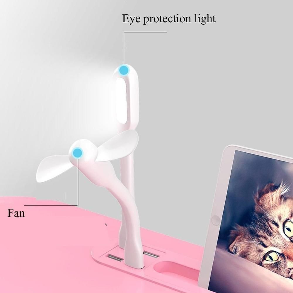 Encontraproduto.com.br - Mesa Para Notebook Com Usb Ventilador E Iluminação Para Cama Ou Sofá Dobrável