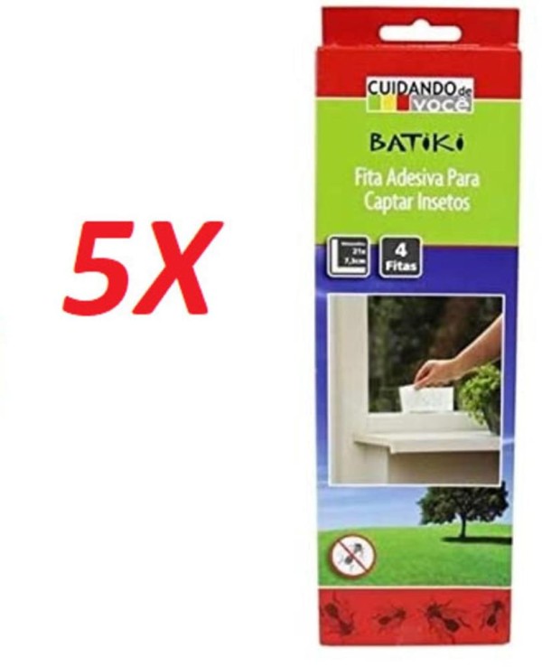 Encontraproduto.com.br - KIT 5 FITA ADESIVA ARMADILHA COLA ANTI FORMIGA MOSCA PARA CAPTURAR INSETOS COM 4 UNIDADES
