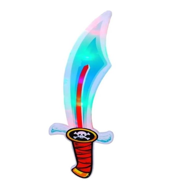 Encontraproduto.com.br - KIT ESPADA INFANTIL COM SOM E LUZ DE LED 10 UNIDADES LUTA BRINQUEDO PIRATA DO NAVIO AVENTURA MENINOS