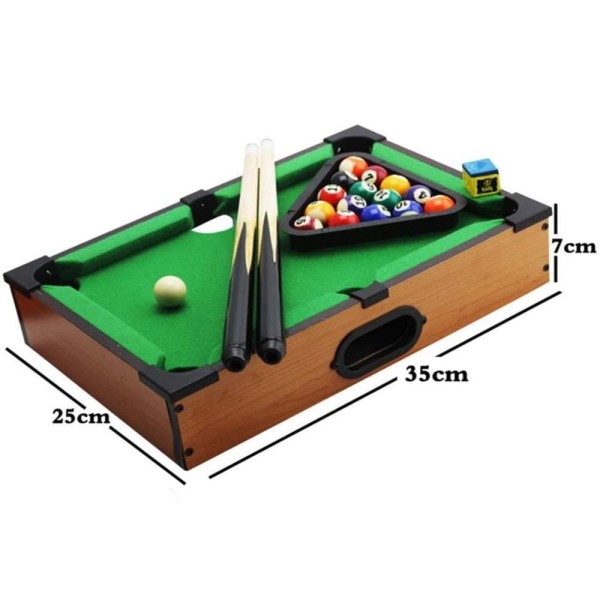 Encontraproduto.com.br - MINI MESA DE SINUNCA INFANTIL EM MADEIRA BILHAR COMPLETA TACOS E BOLAS CHAO MESA SHOOKER PORTATIL
