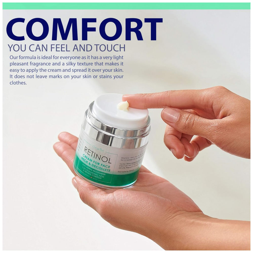 Encontraproduto.com.br - Creme Facial Anti Idade Dia e Noite com Ácido Hialurônico para Homens e Mulheres, 50 ml, CLEARLET CLRC01, Verde